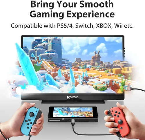 Miniatura 7 de KYY Monitor portátil de 15.6 pulgadas FHD 1080P USB-C HDMI con bolsa de cubierta inteligente y altavoces duales, pantalla externa de computadora