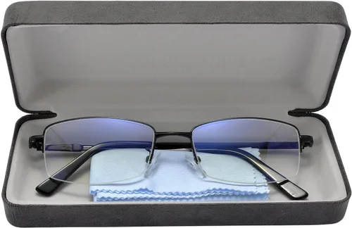 Miniatura 2 de Gafas de bloqueo de luz azul para computadora para hombres y mujeres, gafas de juego de computadora, marco metálico a medio armazón, lente