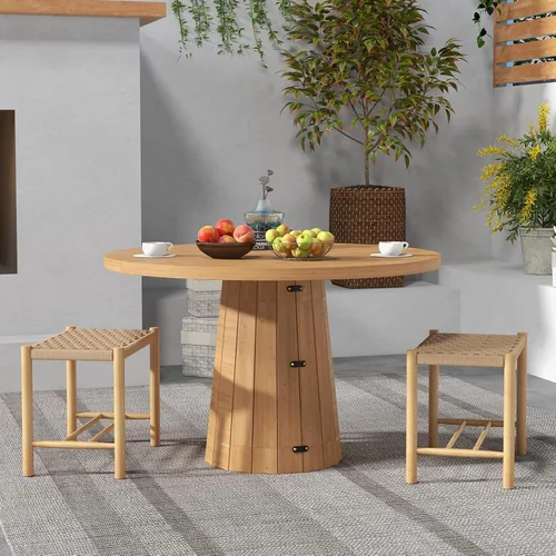 Miniatura 4 de Giantex Juego de 2 taburetes de madera, sillas bohemias sin espalda de 18 pulgadas de alto con patas de madera de goma, carga máxima de 330 libras