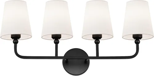 Miniatura 18 de VL837-BG-RA-2 - Lámparas de baño de 2 luces, luces de ratán dorado cepillado, aplique de doble pared con pantalla tejida a mano acampanada, apliques