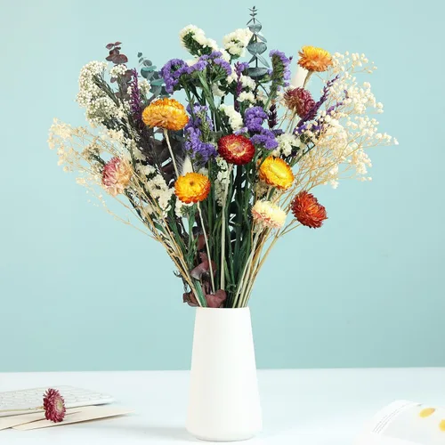 Miniatura 9 de Ramo de flores secas naturales, arreglos florales DIY de 17" con eucalipto, flor de paja y lavanda, decoraciones rústicas bohemias para centros