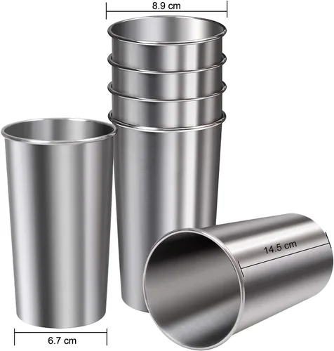 Miniatura 2 de Ruisita Paquete de 6 vasos de acero inoxidable de 20 onzas, de metal, inastillables, apilables, para adultos o niños (20 oz/20.3 fl oz)