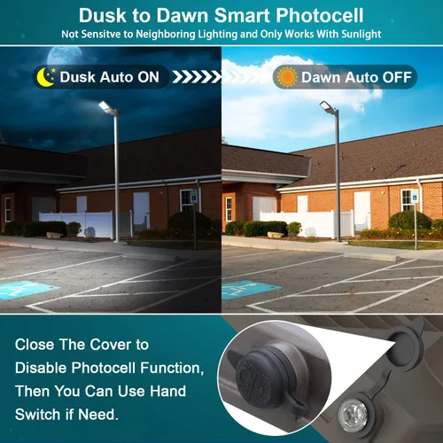 Miniatura 3 de HiBay Luces de estacionamiento del anochecer al amanecer 240W-220W-200W, 38400LM brillante 500-800W HPS Eqv, luz diurna LED de calle, iluminación