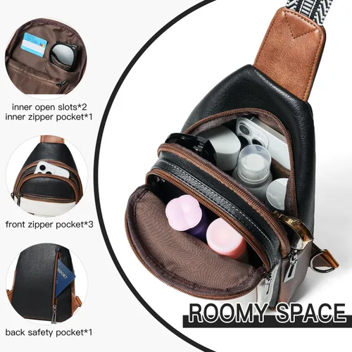 Miniatura 4 de Leresas Bolso bandolera de 7L para mujeres y hombres, de cuero vegano, bolsos cruzados, riñonera, monedero, mochila sobre el hombro, bolsa antirrobo
