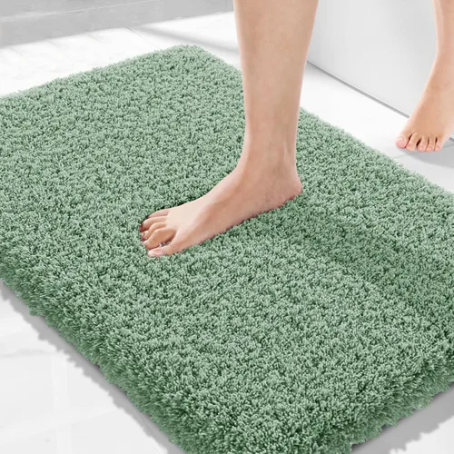 Miniatura 50 de Yimobra Alfombra de baño de felpa esponjosa, súper lanuda suave, cómoda, antideslizante, absorbente de agua, alfombra de baño de microfibra que se