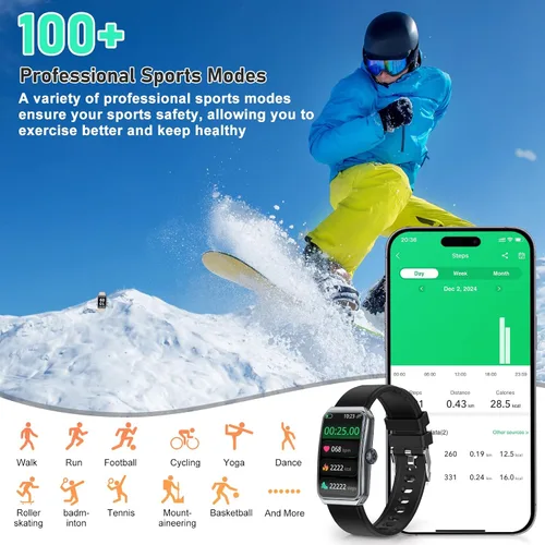 Miniatura 2 de Rastreador de actividad física con frecuencia cardíaca 24/7, oxígeno en sangre, rastreador de sueño, reloj de fitness impermeable, rastreador