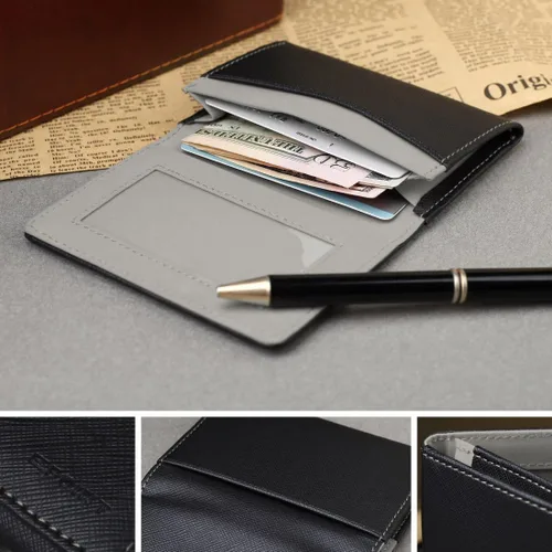 Miniatura 3 de Multicolor sólido para hombre de cuero clip de dinero Navidad para padre, Negro, gris-ecm10a05