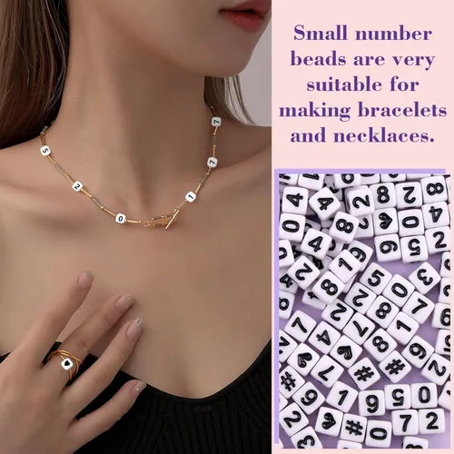 Miniatura 4 de Gresorth 800 cuentas acrílicas de cubo blanco para manualidades, pulseras, collares, llaveros de 0.236 x 0.236 pulgadas
