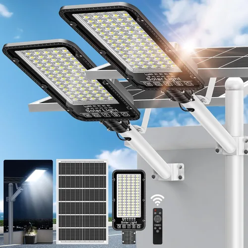 Luces Solares de Calle de 12000W para Exteriores - Luces Solares de Estacionamiento Comercial de 6500K del Anochecer al Amanecer, Luz Solar LED de