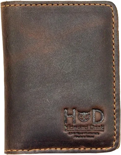 Hide & Drink, Cartera plegable de cuero, capacidad para hasta 8 tarjetas más billetes plegados, cartera minimalista de viajero, organizador, cartera