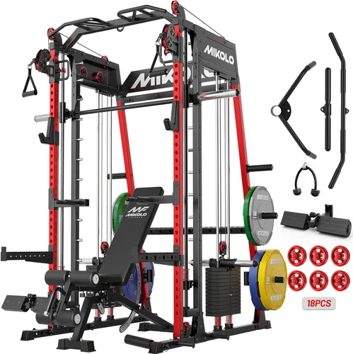Miniatura 17 de Mikolo M4 2.0 Smith Machine, All-in-One Home Gym Power Cage with LAT Pulldown & Cable Crossover, Squat Rack for Full Body Workouts