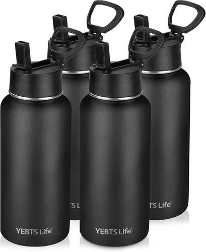Insulated Water Bottle With Straw,32 oz Vacuum Insulated Stainless Steel Sports Water Flask,Keeps Cold and Hot,Metal Water Bottle Wide Mouth for Gym