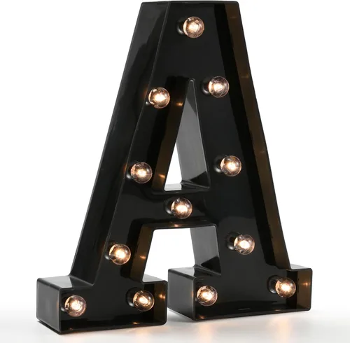 Miniatura 26 de Oycbuzo - Letras con iluminación Led, letras del alfabeto, color negro, para decoración de bares, festivales, cumpleaños, bodas