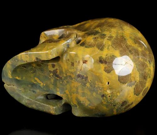 Miniatura 6 de Skullis Calavera de cristal de jaspe oceánico, escultura de arte fino de piedras preciosas talladas a mano, estatua de piedra curativa de Reiki.3208