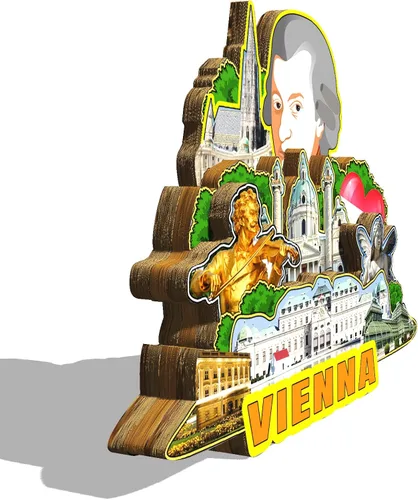 Miniatura 2 de Austria Viena imán de nevera de madera 3D monumentos de viaje coleccionables recuerdos decoración hecha a mano