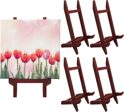 Soporte de caballete de mesa de 9 pulgadas | Soporte pequeño de caballete de exhibición de lienzo - Nogal | Pinturas en lienzo, artes y