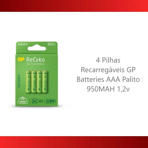 Miniatura 3 de GP Batería NiMH AAA/LR03 1.2v 1000mAh Pack 4 [GP-NIMH-AAA-02]
