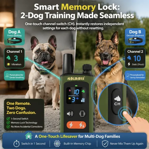 Miniatura 6 de Training Collar for Dogs with Remote Control, Green 4500FT Range, IPX8 Waterproof, 5-150 Lbs, 4 Training Modes, Security Lock, Dog Training