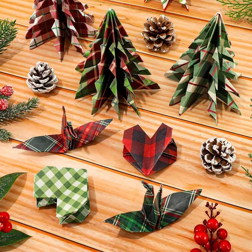 Miniatura 5 de Whaline 24 piezas de papel con patrón de Feliz Navidad, álbumes de recortes, papel especial de doble cara, papel decorativo para manualidades