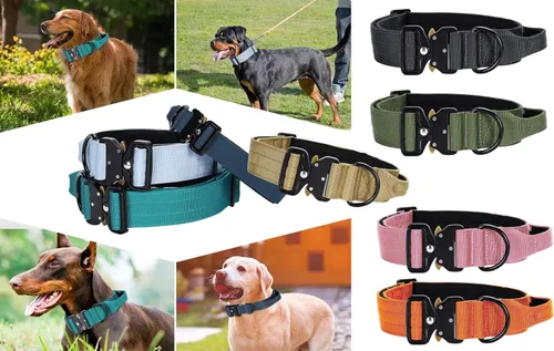 Miniatura 6 de Collar táctico para perro resistente, nailon ajustable con hebilla de metal, varios colores (naranja, L)