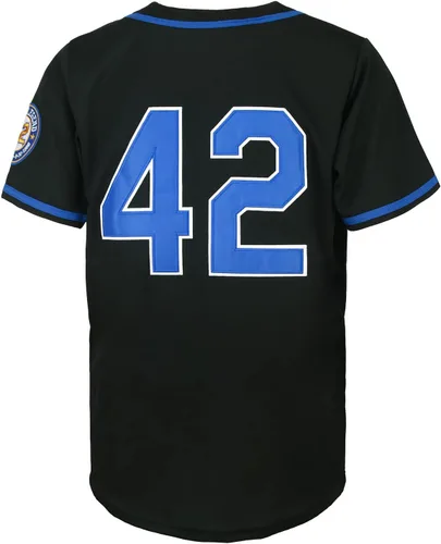 Miniatura 3 de Dabuliu Camiseta de béisbol retro Black Legend 42 para hombre, parches bordados, camisetas hipster hip hop cosidas