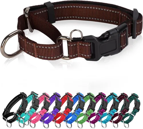 Miniatura 20 de Collares de perro Martingala reflectantes. Collar de perro con hebilla de liberación rápida. Collar ajustable de nailon transpirable acolchado suave