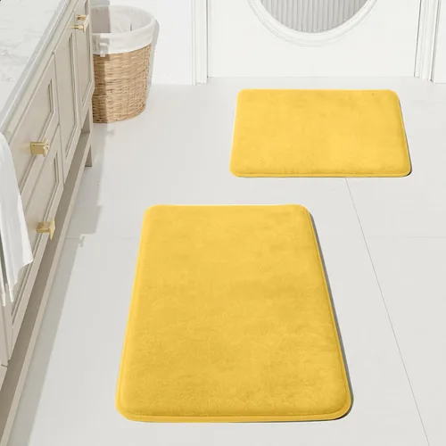 Miniatura 27 de HUXMEYSON Juego de alfombras de baño de 2 piezas, juego de alfombrillas antideslizantes y de secado rápido, alfombras de baño ultra suaves de Negro