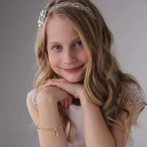 Miniatura 2 de Pulsera de niña chapada en oro de 14 quilates con encanto de cruz infinita para niñas bautizos, bautizos, primera comunión y regalo de recuerdo