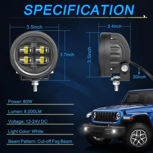 Miniatura 2 de Luces antiniebla LED SAE, ACEC SHOP 2 unidades de 80W, cápsulas LED redondas de 8.9 cm / 3.5 pulgadas aprobadas por DOT, luces de cápsula legales