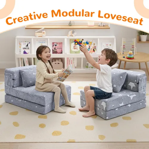 Miniatura 6 de MeMoreCool Colchón de suelo para niños que brilla en la oscuridad, sofá convertible, futón plegable para sala de juegos de niños