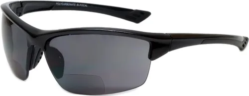 Calabria Sport 202BF - Gafas de seguridad bifocales para lectura para hombres y mujeres, antivaho envolvente, protección UV tintada, sin montura