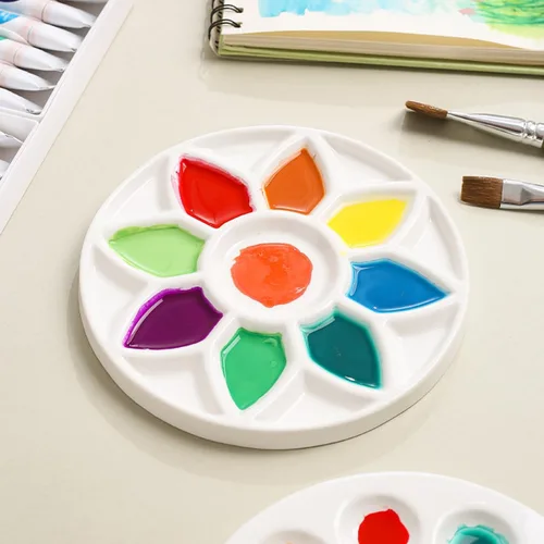Miniatura 3 de Paleta de pintura de porcelana de 17 pozos, bandeja de cerámica, paleta de mezcla de acuarela para pintura al óleo acrílica, acuarela, pintura