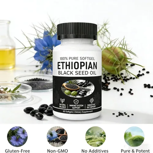 Miniatura 8 de Cápsulas blandas de aceite de semilla negra etíope, 4.64% timoquinona, cápsulas de aceite de comino negro prensado en frío, apoyo inmunológico