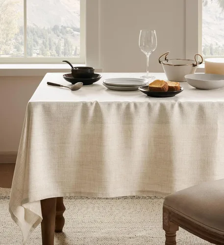 Miniatura 24 de Mantel de lino para mesa cuadrada, 52 x 52 pulgadas, color negro, mantel negro estilo granja, manteles de arpillera resistentes al agua para mesa