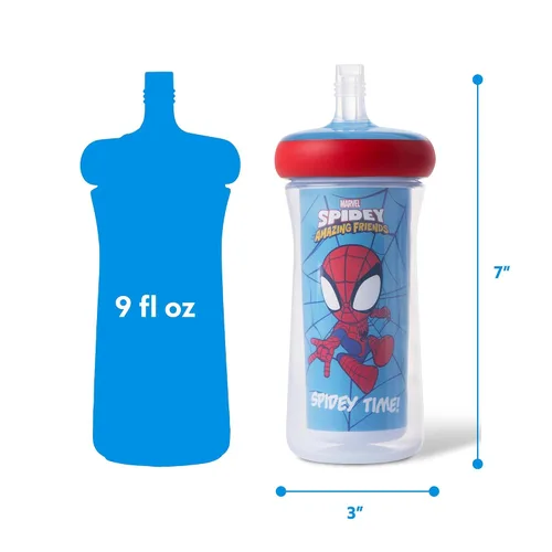 Miniatura 6 de The First Years Spidey and His Amazing Friends - Vasos aislados con pajita para niños pequeños con pajitas y protección DropGuard - Botellas de agua