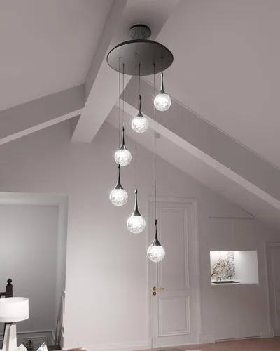 Miniatura 17 de Lámpara colgante Flashing God de oro con 1 luz en forma de lágrima y cristal, lámpara colgante integrada con burbuja de cristal para isla de cocina