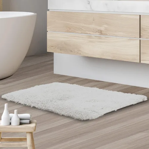 Miniatura 2 de Clara Clark - Alfombras de baño, ultra suaves y peludas - Tapetes para baño, lavables a máquina, con respaldo de goma antideslizante, 17 x 24 Blanco