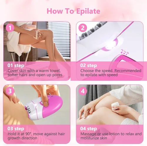 Miniatura 5 de Depiladora para mujer, depiladora de deslizamiento suave, removedor de vello facial para mujeres con 2 velocidades y luz LED, depilación facial