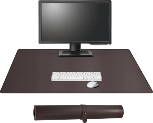 Miniatura 25 de Cacoy Tapete de escritorio de cuero, 70.8 x 24 pulgadas, tamaño mega, extendido, tapete de escritorio profesional para escritorio completo, Negro