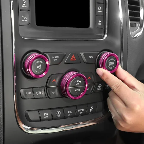 Miniatura 7 de Anillo de Ajuste de Perilla de Interruptor de Volumen de AC Compatible con Dodge Charger 2011+/Challenger 2015+/RAM 2012-2017/Durango Rosa