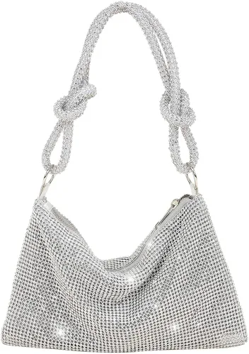 Monederos de diamantes de imitación para mujer elegante bolso de noche brillante bolso de mano plateado brillante para fiesta club boda plateado