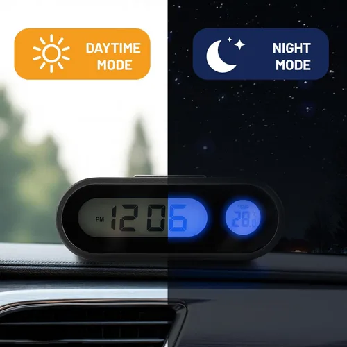 Miniatura 6 de Reloj de tiempo de coche Termómetro de coche Smart LED Digital Display Termómetro electrónico con retroiluminación