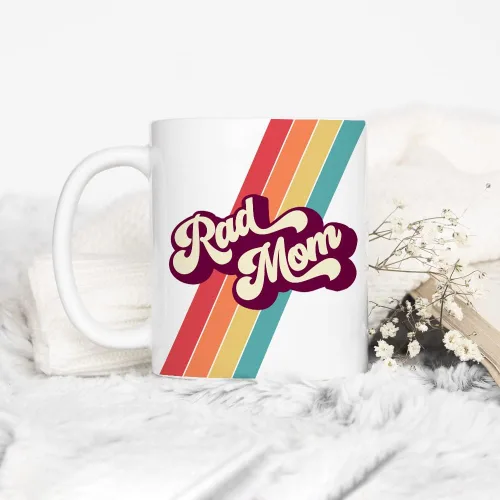 Miniatura 3 de Rad Mom - Taza de café retro, taza madre de niños, hija, hijo, marido (11 onzas)