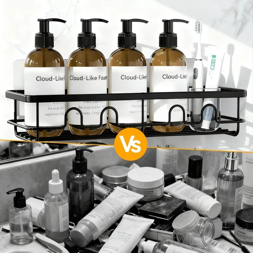 Miniatura 6 de Organizador de Ducha Adhesivo, Estantes de Ducha de Gran Capacidad para Interior de Ducha, Organizador y Almacenamiento de Ducha de Baño Sin