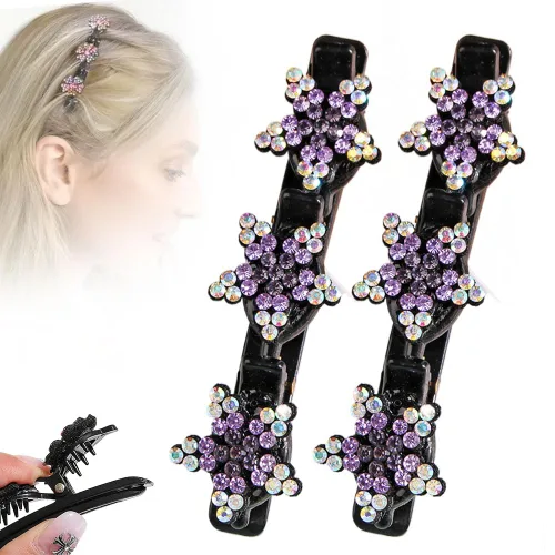 Miniatura 27 de Pinzas de pelo trenzadas con piedra de cristal brillante, pinza para el cabello para mujer, pinzas de pelo corto con pico de pato, clip de pelo