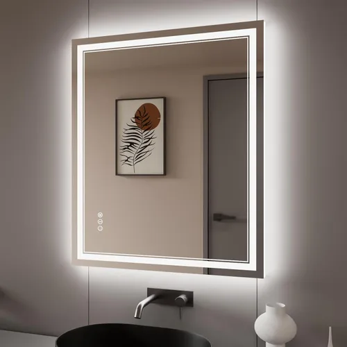 Miniatura 65 de Espejo de baño LED de 72 x 36 pulgadas, retroiluminado y frontal iluminado, espejo de tocador grande iluminado con luces, antiniebla, regulable