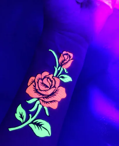 Tatuaje temporal para fiesta de luz negra, 1 hoja, atrapasueños de rosas