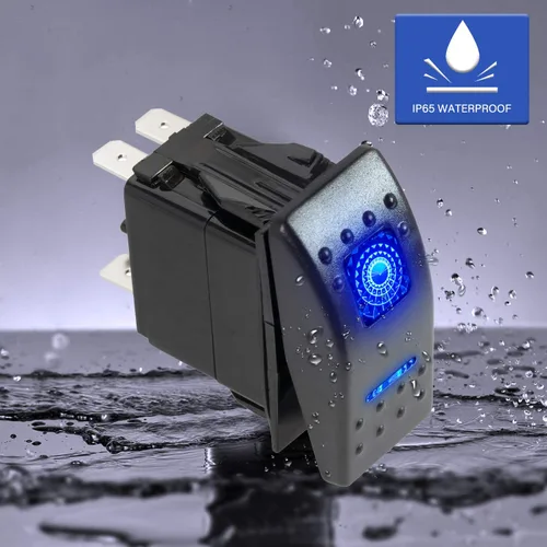Miniatura 4 de FXC Interruptor basculante momentáneo de 7 pines con luz LED azul láser encendido/apagado/encendido 20 A/12 V 10 A/24 V con cables de puente