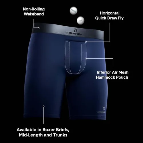Miniatura 4 de Tommy John Ropa interior para hombre, baúl de algodón fresco con entrepierna más corta de 4 pulgadas, ropa interior cómoda y transpirable