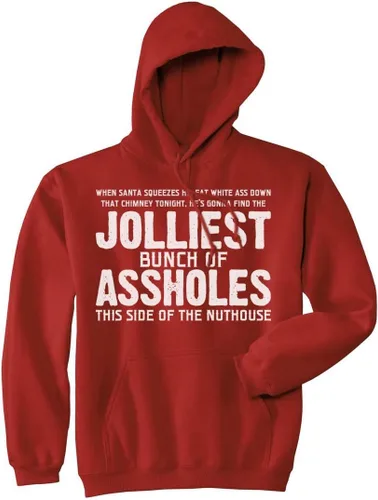 Crazy Dog T-Shirts Jolliest Bunch of A-holes Sudadera con capucha divertida Feliz Navidad sarcástica diciendo genial